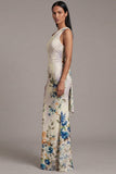 One Shoulder Printed Sheath Black Floral Dress