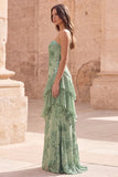 Sage Green Mermaid Sequin Ruffled Long Prom Dress