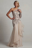 One Shoulder Ruffled Mermaid White Sequin Mother Of the Bride Dress