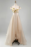 Off The Shoulder A Line Apricot Mother Of the Bride Dress with 3D Flowers