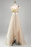 Off The Shoulder A Line Apricot Mother Of the Bride Dress with 3D Flowers