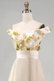 Off The Shoulder A Line Apricot Mother Of the Bride Dress with 3D Flowers
