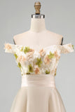 Off The Shoulder A Line Apricot Mother Of the Bride Dress with 3D Flowers