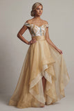 Off The Shoulder A Line Champagne Sequin Mother Of the Bride Dress
