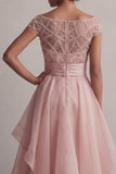 Bateau Neck A Line Blush Sequin Mother Of the Bride Dress