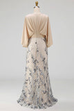 Champagne Sequin Long Sleeve Mermaid Mother Of Bride Dress