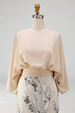 Champagne Sequin Long Sleeve Mermaid Mother Of Bride Dress