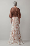 Coffee 3/4 Sleeves Appliqued Mermaid Mother of the Bride Dress