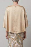 Sequin Champagne Mermaid Mother Of Bride Dress with Cap Sleeves