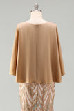 Sequin Champagne Mermaid Mother Of Bride Dress with Cap Sleeves