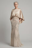 Champagne Mermaid Sequin Mother Of Bride Dress with Pockets
