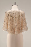 Sparkly Champagne Long Mermaid Sequins Mother of the Bride Dress with Pockets