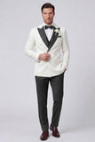 3 Piece Black Double Breasted Peak Lapel Men's Prom Suits