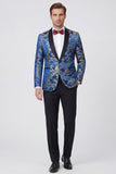 Black 2-piece Shawl Lapel One Button Jacquard Men's Prom Suits