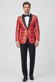 Black 2-piece Shawl Lapel One Button Jacquard Men's Prom Suits