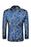 Blue 2-piece Shawl Lapel One Button Jacquard Men's Prom Suits