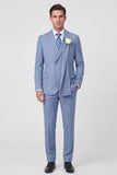 Light Blue Shawl Lapel Single Breasted 2-Piece Men's Wedding Suits