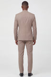 Beige Double Breasted 2-piece Men's Formal Suits