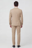 2 Piece Khaki Single Breasted Peak Lapel Men's Suits