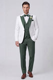 3 Piece Black One Button Peak Lapel Men's Prom Suits