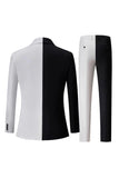Black and White Notched Lapel Single Breasted Men's Formal Suits