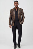 Sparkly Gold 2-piece Open Front Men's Prom Suits