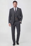 Dark Grey Notched Lapel Single Breasted 3-Piece Men's Wedding Suits