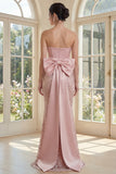 Blush Mermaid Sequin Strapless Corset Maxi Dress with Bow