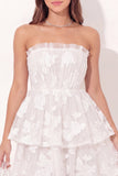 Off the Shoulder White A-Line Floral Ruched Mini Graduation Dress