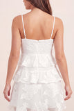 A-Line White Floral Tiered Mini Graduation Dress with Ruffles