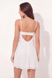 Sparkly A-Line White Sequins Spaghetti Straps Mini Graduation Dress