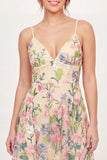 Tulle Floral A-Line Embroidered Yellow Mini Party Dress