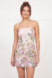 Tulle Strapless Floral Bodycon Embroidered Pink Mini Cocktail Dress