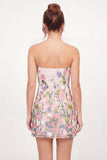 Tulle Strapless Floral Bodycon Embroidered Pink Mini Cocktail Dress