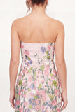 Tulle Strapless Floral Bodycon Embroidered Pink Mini Cocktail Dress