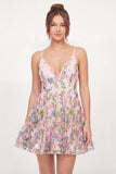 Floral Tulle A-Line Embroidered Pink Mini Graduation Dress