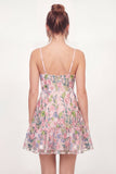Floral Tulle A-Line Embroidered Pink Mini Graduation Dress