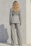 Grey Peak Lapel 2-Piece Women Suits with Belt