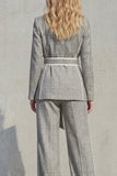 Grey Peak Lapel 2-Piece Women Suits with Belt