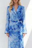 Brown 2 Piece Notched Lapel Long Sleeves Printed Business Suits with Back Slit