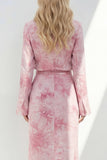 Brown 2 Piece Notched Lapel Long Sleeves Printed Business Suits with Back Slit