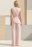 Light Yellow Shawl Lapel 2 Piece Business Suits with Sash