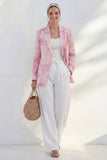 Blue Notched Lapel Single Breasted Slim Fit Women Suit