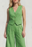Green V-Neck Single Breasted Slim Fit Midi Women Suits