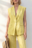 Yellow Shawl Lapel One Button Slim Fit Long Women Suit