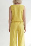 Butter Yellow V-Neck Slim Fit Long Women Suit with Belt