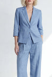Dusty Blue Notched Lapel One Button Slim Fit Long Women Suit