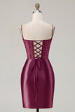 Navy Corset Satin Bodycon Embroidered Short Prom Dress