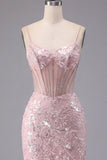 Sparkly Dark Green Floral Corset Bodycon Sequins Short Prom Dress