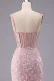 Sparkly Dark Green Floral Corset Bodycon Sequins Short Prom Dress